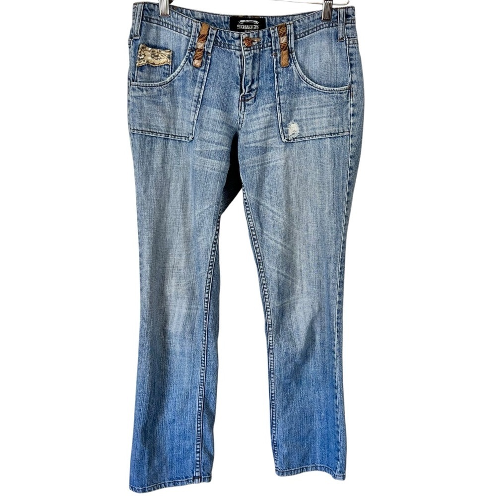 Squeeze Vintage Y2K Laced Patchwork Straight Leg Jeans